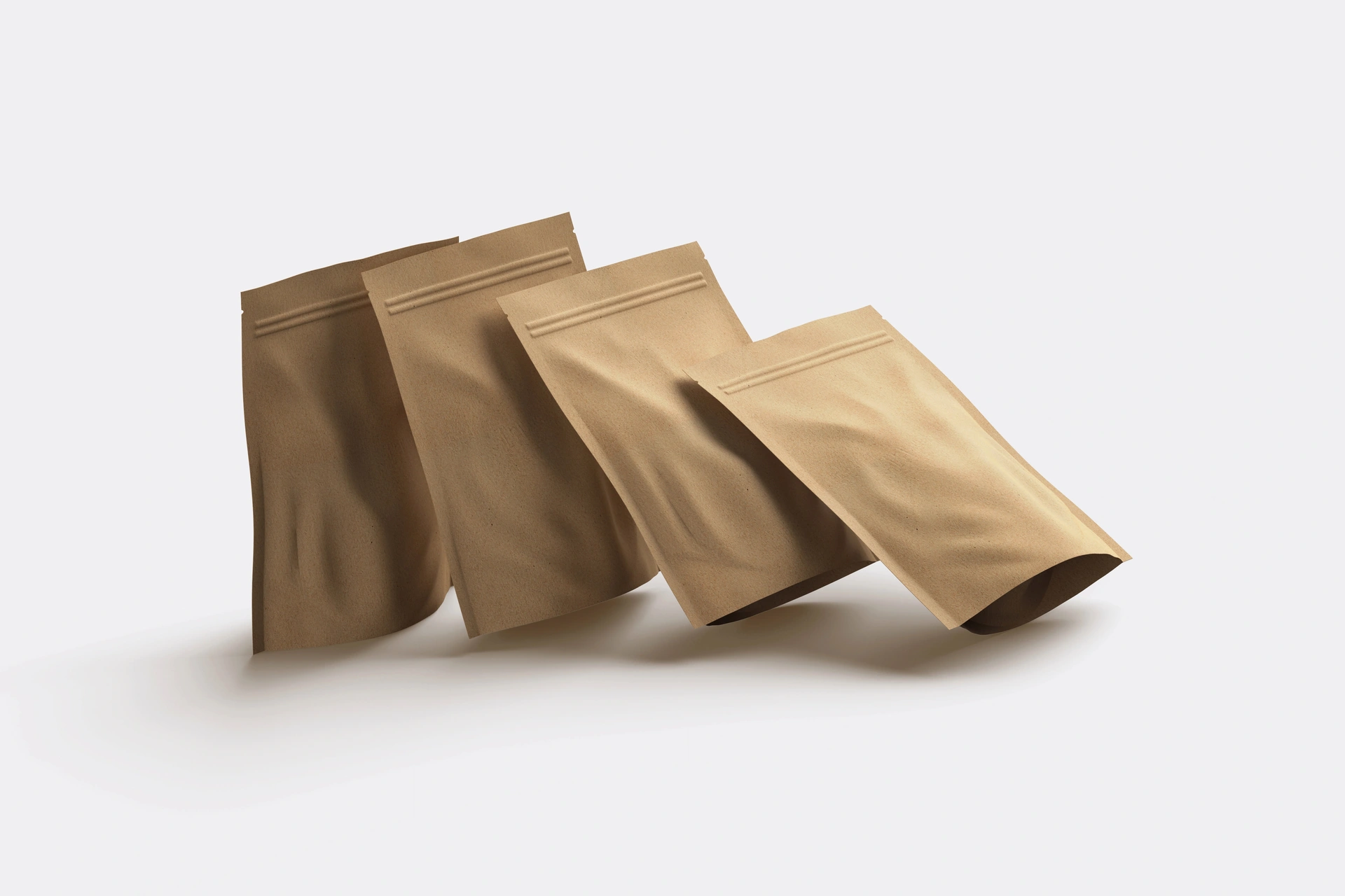 Rząd opakowań stojących w spójnym układzie