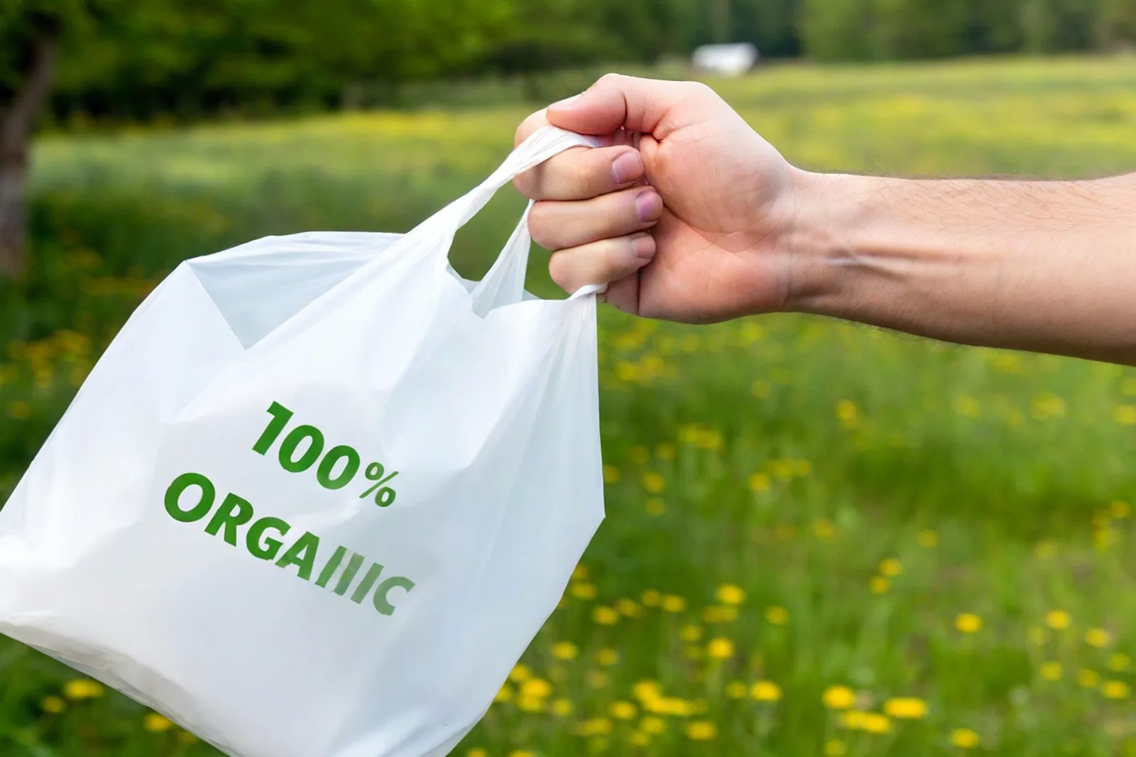 Torba z napisem organic jako ilustracja podejścia środowiskowego do opakowań
